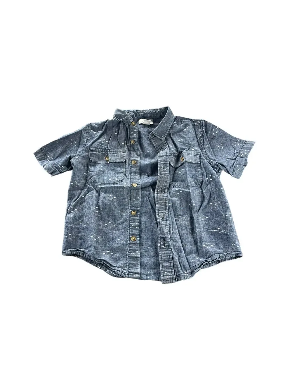 Old Navy Boys Blue Chambray Short Sleeve Button Down Shirt Size Small 6-7